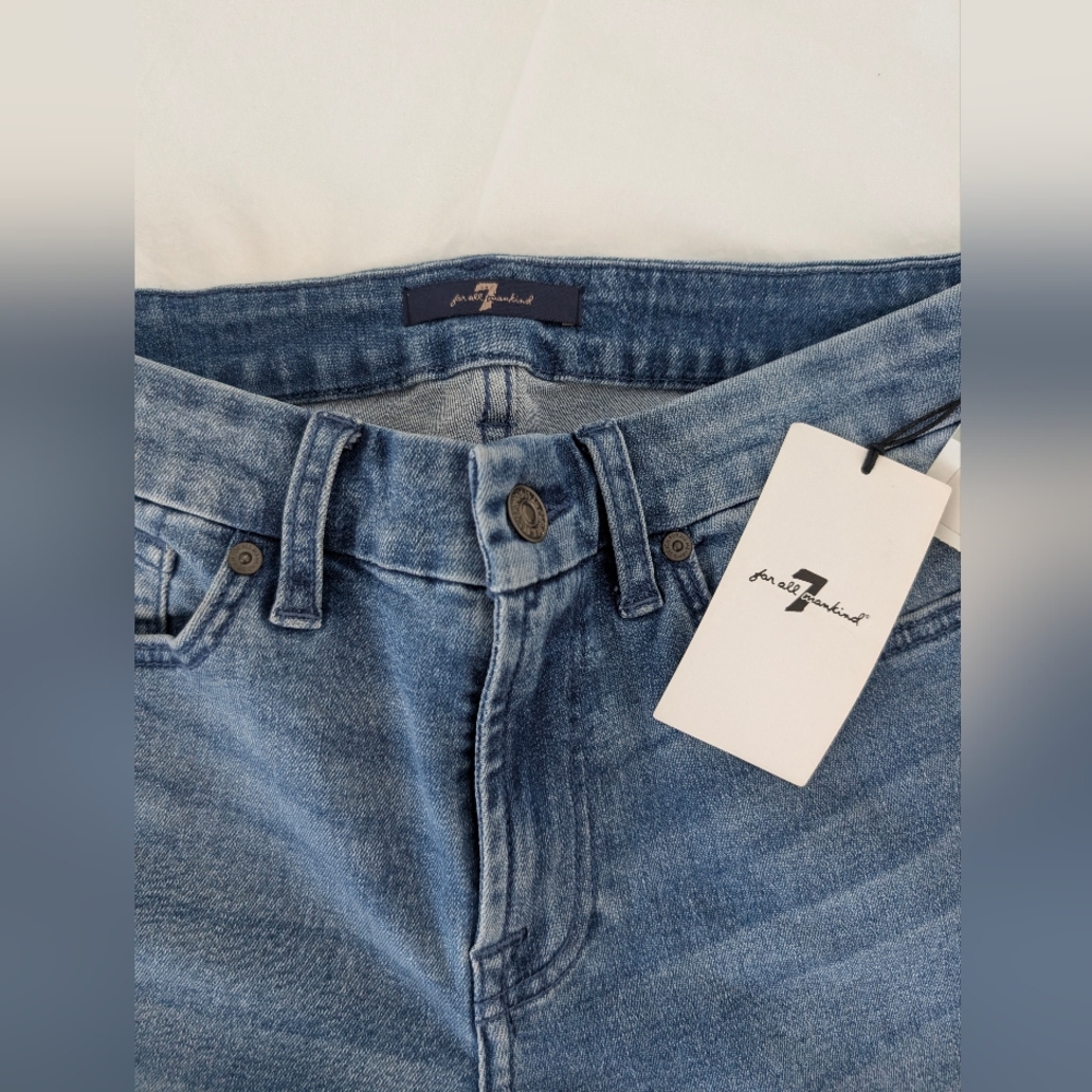 NWT 7 For All Mankind Distressed Blue Jeans - Picture 3 of 5